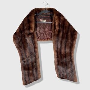 Vintage 50s Marcus Fur Stole Womens OS Brown Old Hollywood Glamour Vintage Wrap